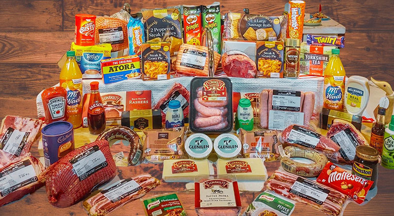 Display of great British and Irish food you can buy online for delivery to France
