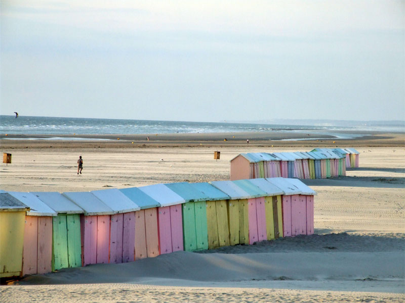 Colourful beach huts at Berck-sur-Mer on the Opal Coast