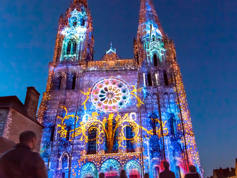 Chartres Cathedral bathed in light
