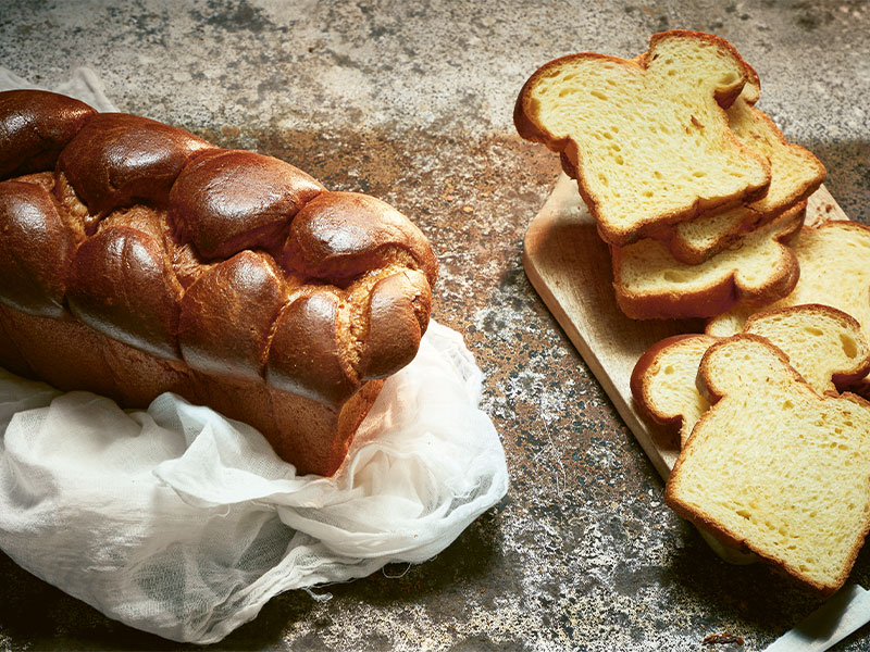 Plaited, also called braided, brioche loaf